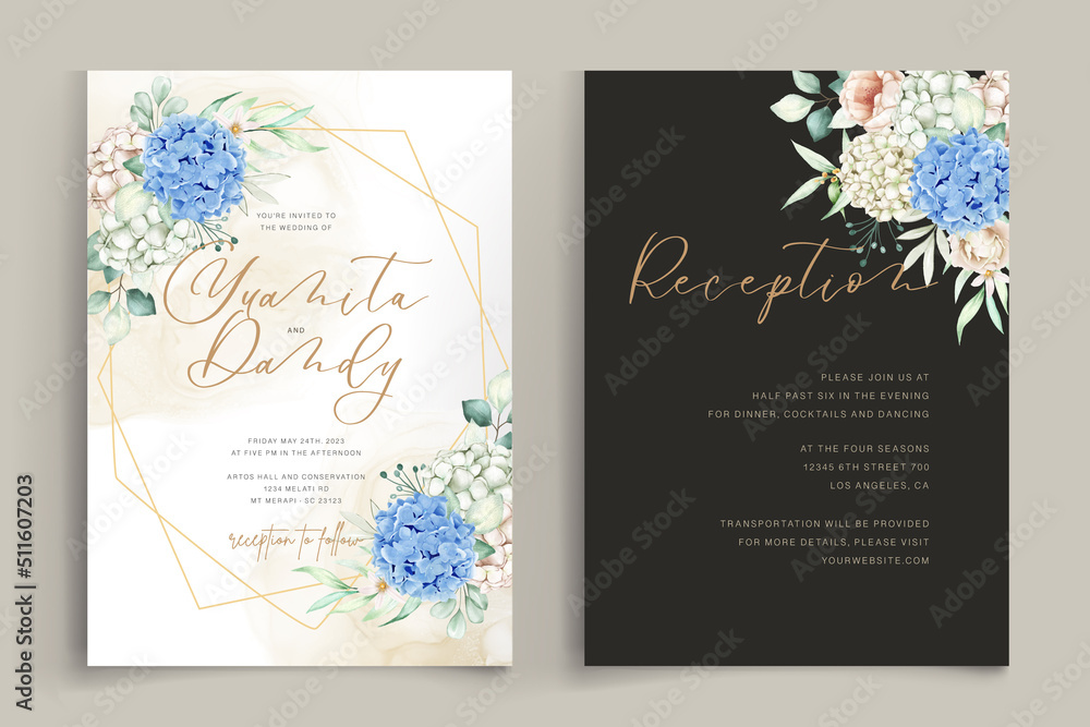 hand drawn hydrangea floral wreath and background design hand drawn hydrangea floral wreath and background design