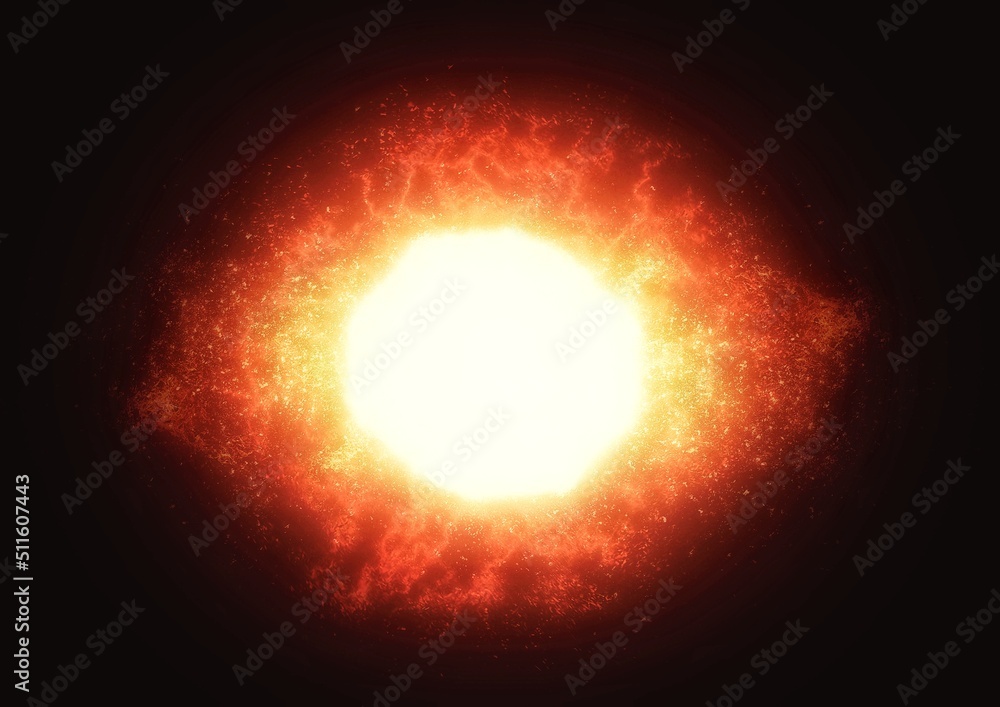 Fototapeta premium 宇宙空間に光輝く太陽のイラスト
