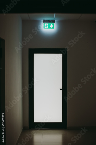 empty room with frame and exit sign
