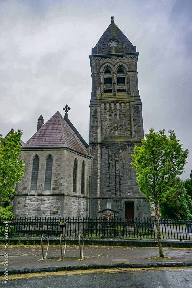 Ennis, Co. Clare, Ireland: St. Columba’s Church, a congregation of the Church of Ireland, built between 1868 and 1871. Designed by architect Francis Bindon.