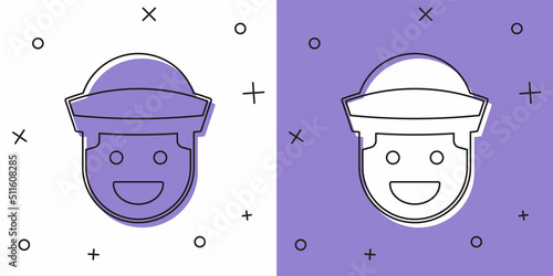 Set Sailor icon isolated on white and purple background. Vector