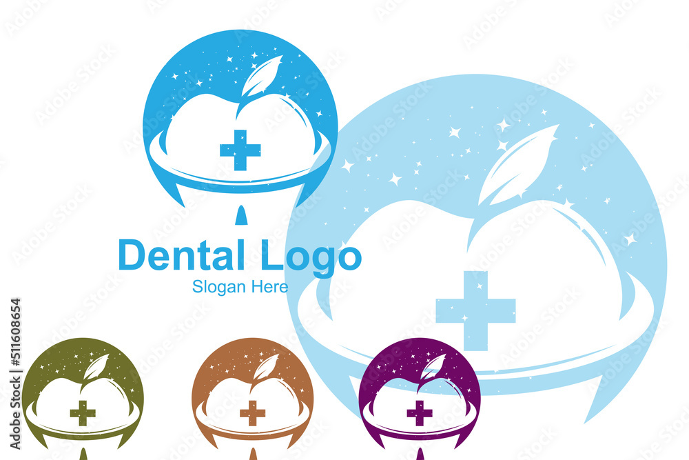 Fototapeta premium Dental Health Logo Vector, Keeping And Caring For Teeth, Design For Screen Printing, Company,Stickers,Background