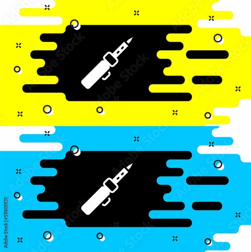 White Soldering iron icon isolated on black background. Vector