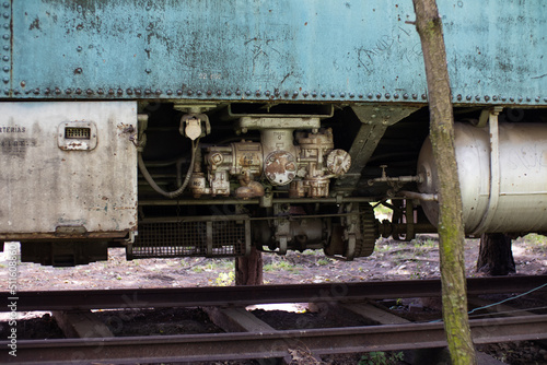 side little motor in train wagon in a railway museum, museo del ferrocarril, Puebla, Mexico