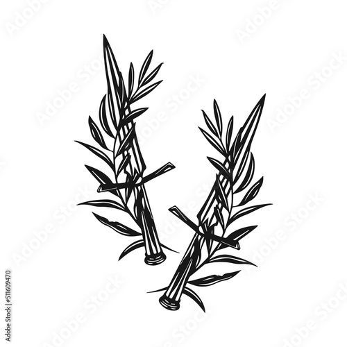 Fotomurale vector dagger with leaves concept