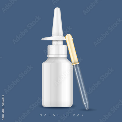Nasal Spray Bottle Mockup - Stock Illustration