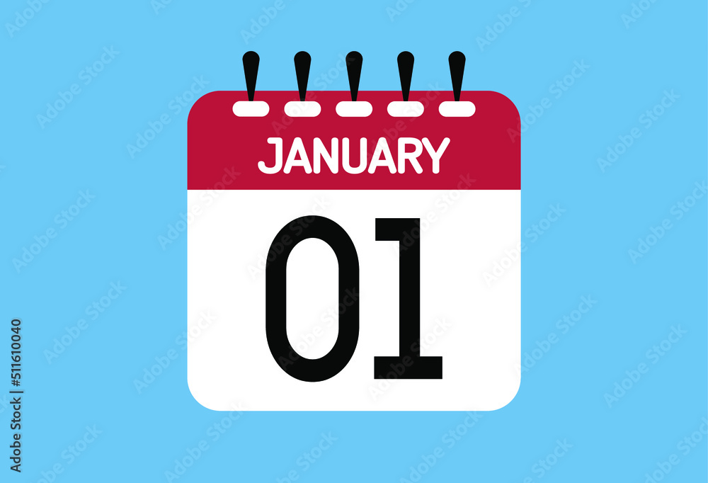 January day 1. Calendar design template 1 january in background blue. January day 1. Calendar design template 1 january in background blue.