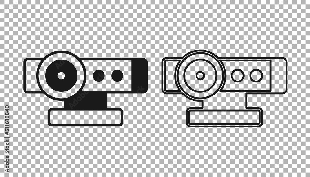 Black Web camera icon isolated on transparent background. Chat camera. Webcam icon. Vector Black Web camera icon isolated on transparent background. Chat camera. Webcam icon. Vector