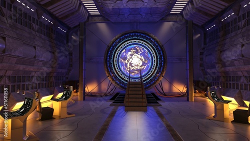 3D-illustration of a stargate for dimension travel