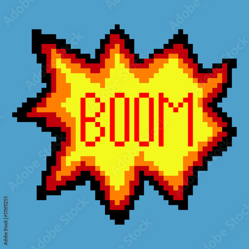 Explosion with pixel art. Vector illustration.