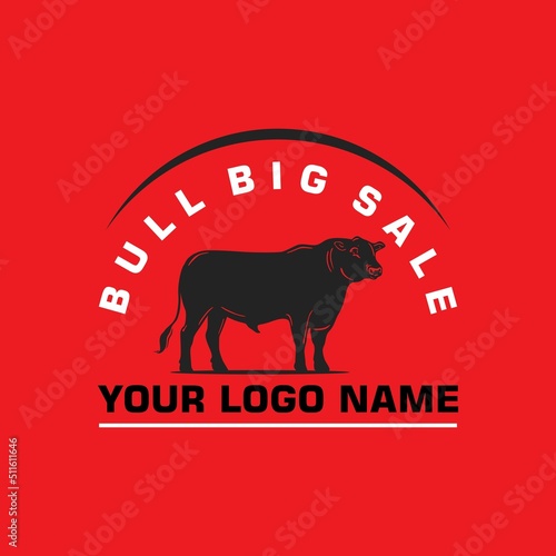 bull big sale logo, silhouette of great bull standing vector illustrations