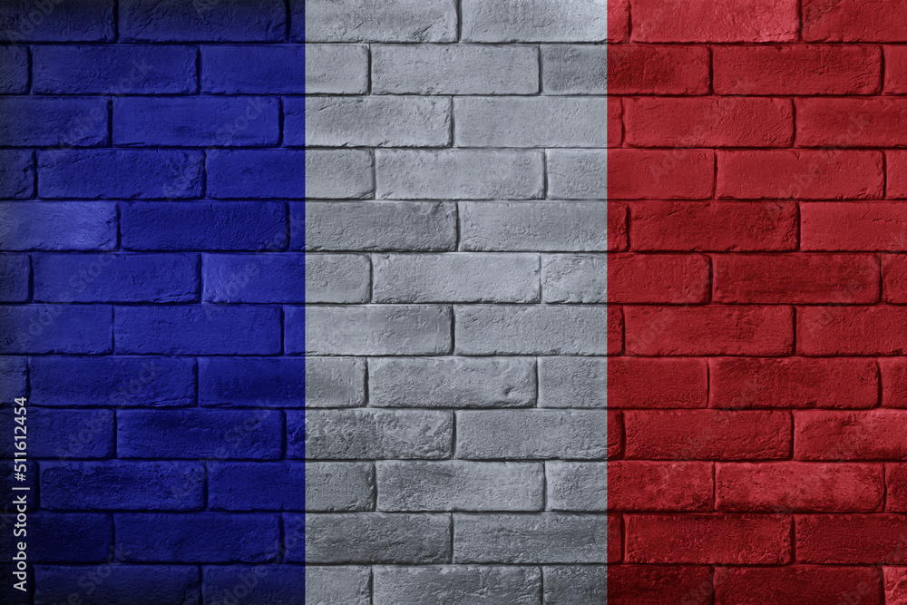 Obraz na płótnie france flag painted on a brick wall w salonie