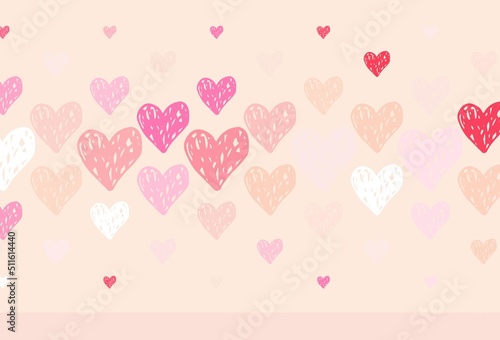 Light Pink vector background with hearts.