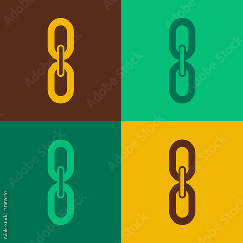 Pop art Chain link icon isolated on color background. Link single. Hyperlink chain symbol. Vector