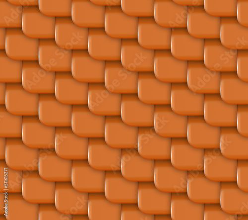 Seamless abstract digital geometric texture. Orange stepped tile with 3D effect.