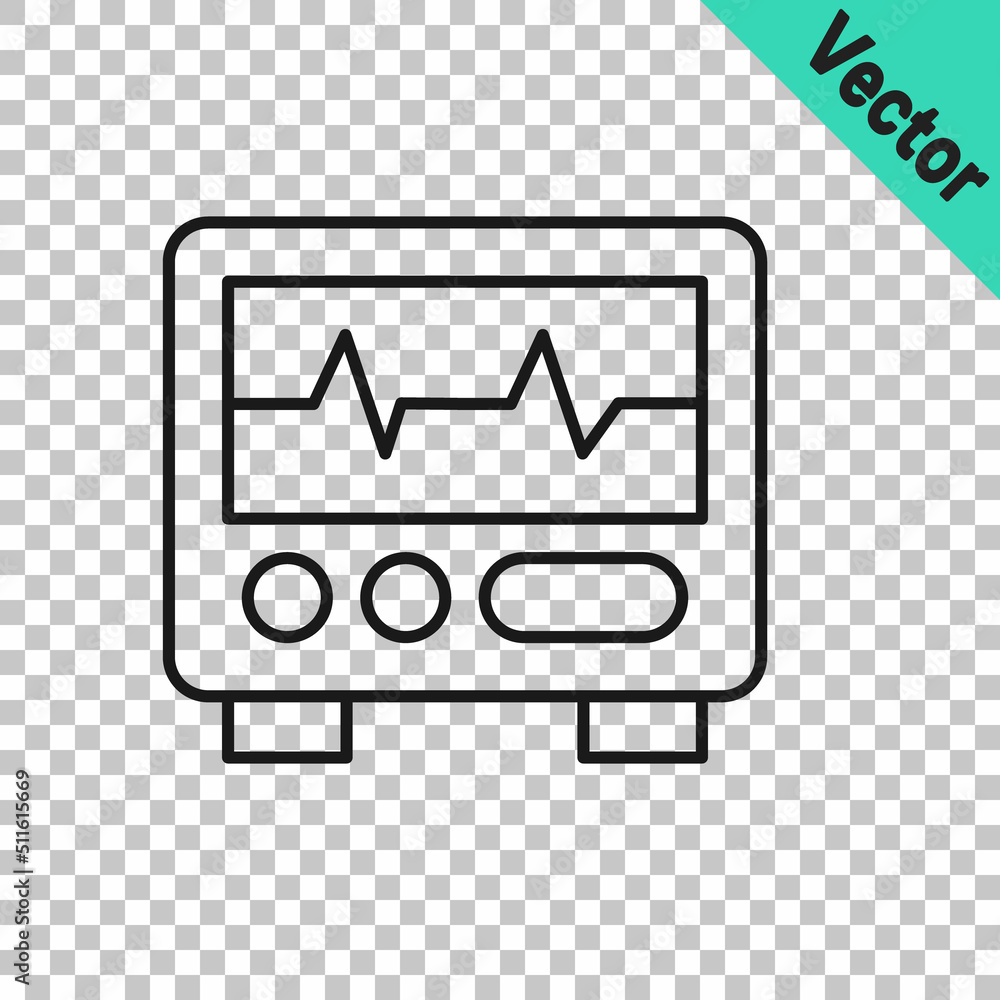 Black line Computer monitor with cardiogram icon isolated on transparent background. Monitoring icon. ECG monitor with heart beat hand drawn. Vector Black line Computer monitor with cardiogram icon isolated on transparent background. Monitoring icon. ECG monitor with heart beat hand drawn. Vector