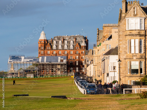 famous cityscape of st andrews behind the old course