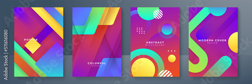 Colorful gradient geometric pattern background texture for poster cover design. Minimal color abstract gradient banner template. Modern vector wave shape for brochure