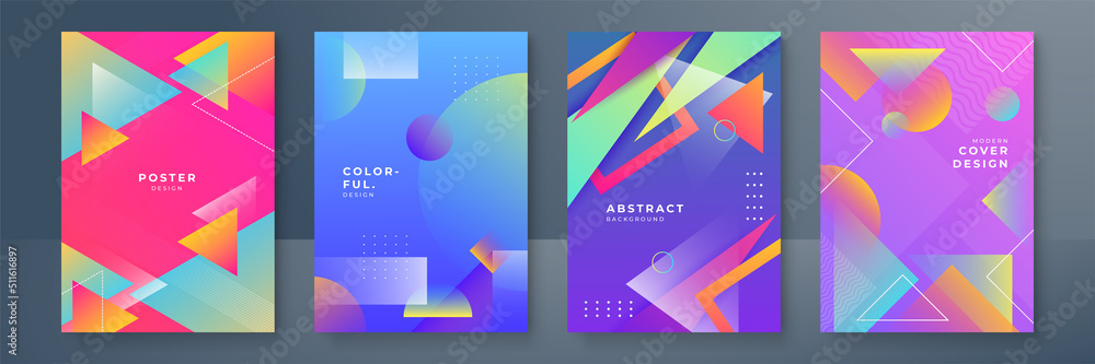 Abstract geometric pattern background texture for poster cover design. Minimal color gradient banner template. Modern vector wave shape for brochure