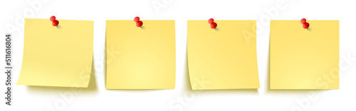 Realistic blank sticky notes isolated on white background.