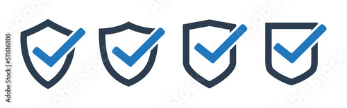 Checkmark shield protection security icons
