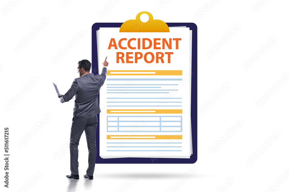 Filling in accident report in insurance concept Filling in accident report in insurance concept