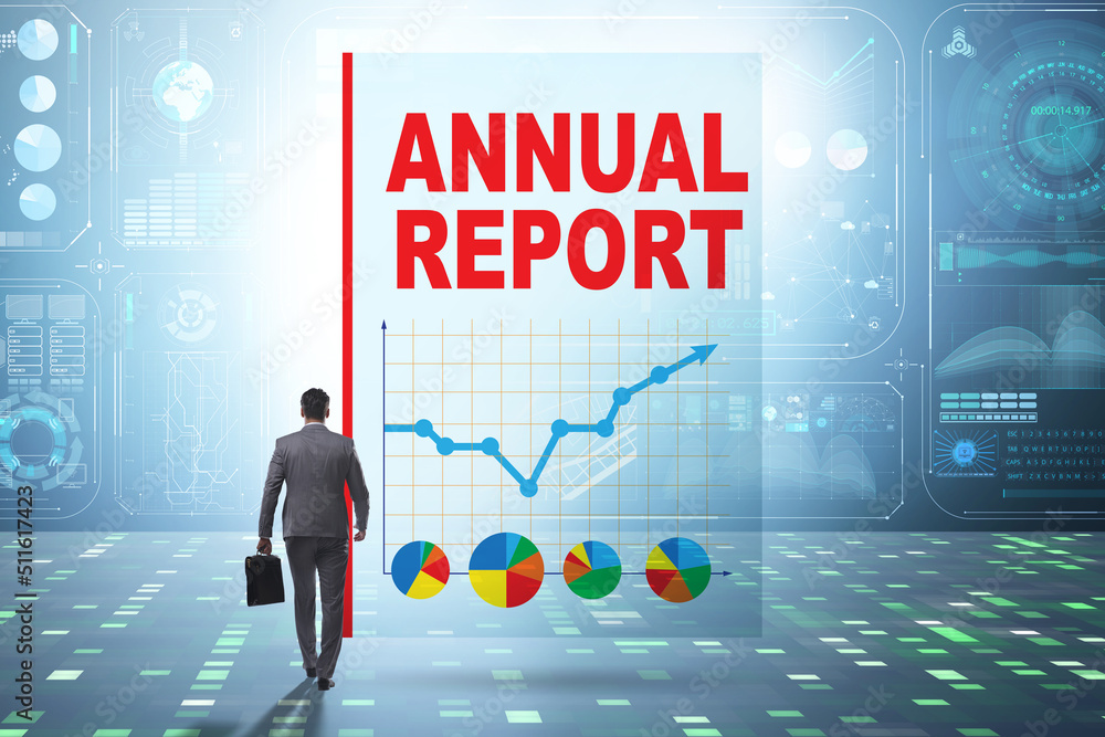 Businessman in annual report concept Businessman in annual report concept