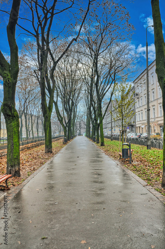 Footpath in park in Krakow photo