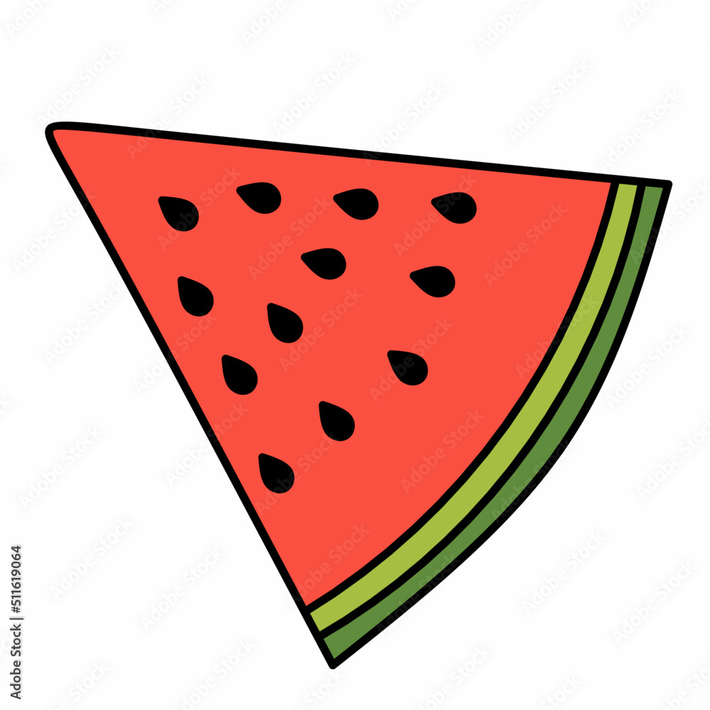 Slice of watermelon line icon in colored linear style isolated on white background. Pictogram symbol and illustration for logo. Thin black line vector. Slice of watermelon line icon in colored linear style isolated on white background. Pictogram symbol and illustration for logo. Thin black line vector.
