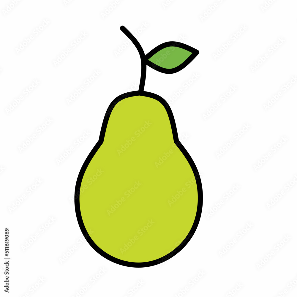 Pear line icon in colored linear style isolated on white background. Pictogram symbol and illustration for logo. Thin black line vector. Pear line icon in colored linear style isolated on white background. Pictogram symbol and illustration for logo. Thin black line vector.