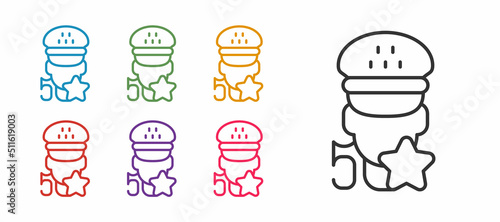 Set line Taxi service rating icon isolated on white background. Set icons colorful. Vector