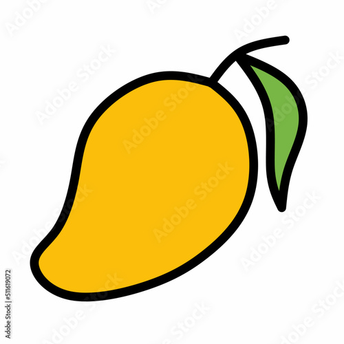 Mango line icon in colored linear style isolated on white background. Pictogram symbol and illustration for logo. Thin black line vector.