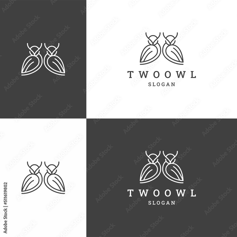 Two owl logo icon design template vector illustration