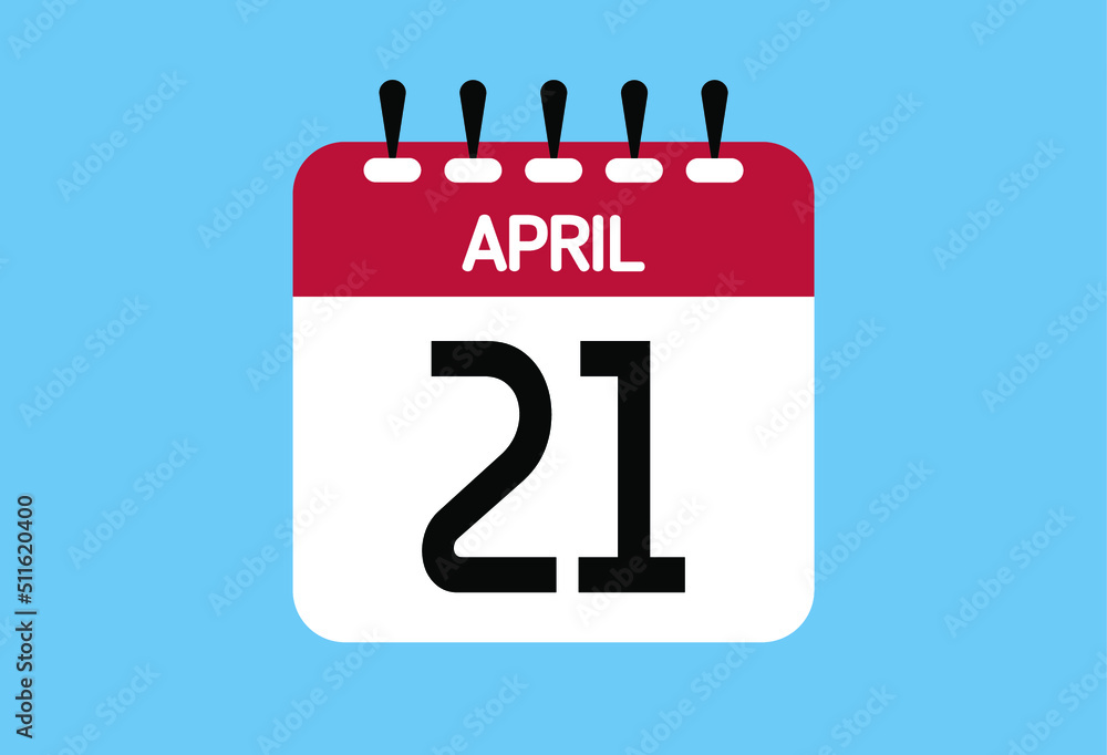 April day 21. Calendar design template 21 april in background blue. April day 21. Calendar design template 21 april in background blue.