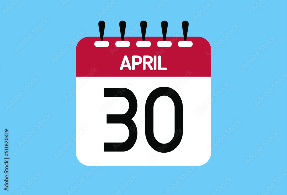 April day 30. Calendar design template 30 april in background blue. April day 30. Calendar design template 30 april in background blue.
