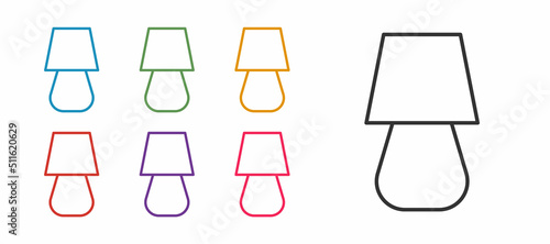 Set line Table lamp icon isolated on white background. Set icons colorful. Vector