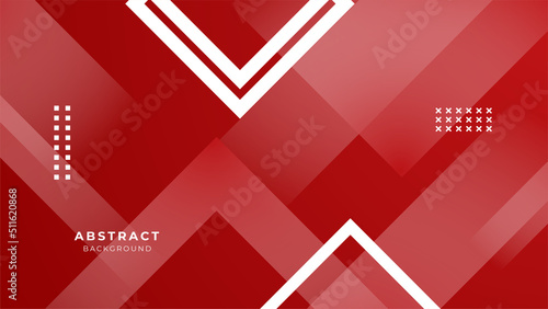 Red abstract background with white geometric shapes