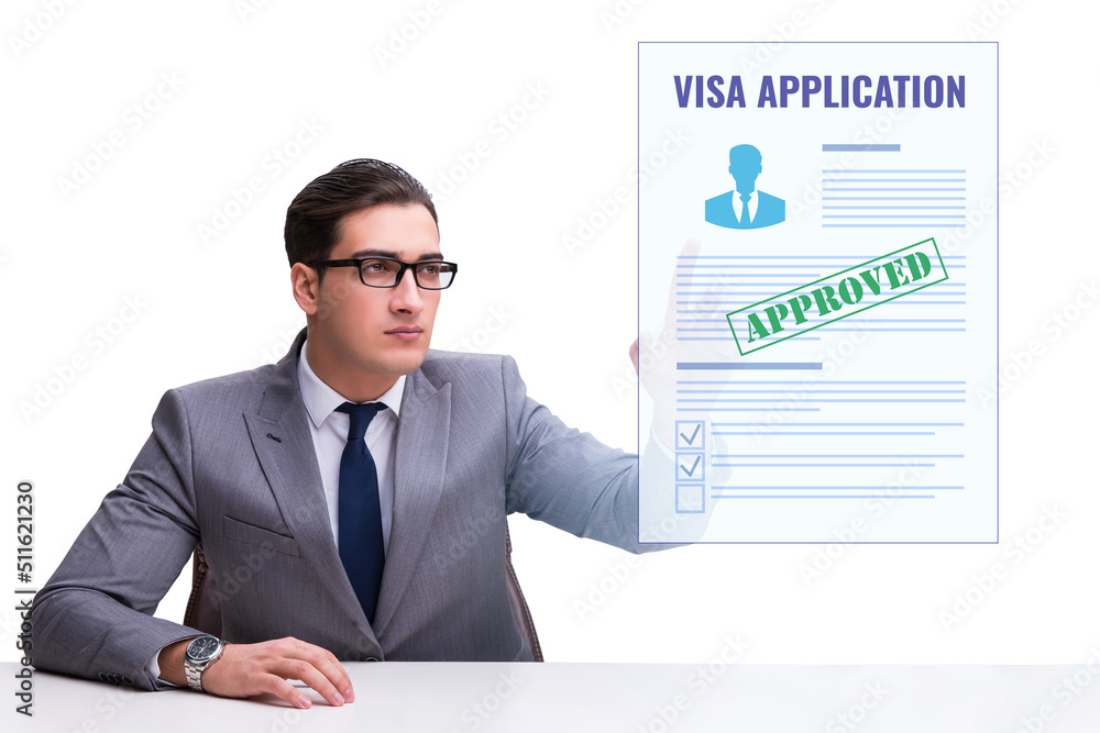 Visa application concept with businessman Visa application concept with businessman