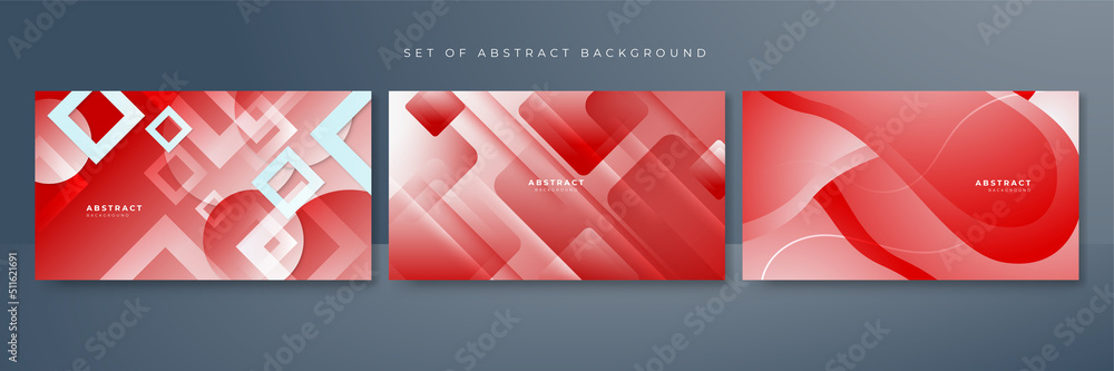 Set of red abstract background