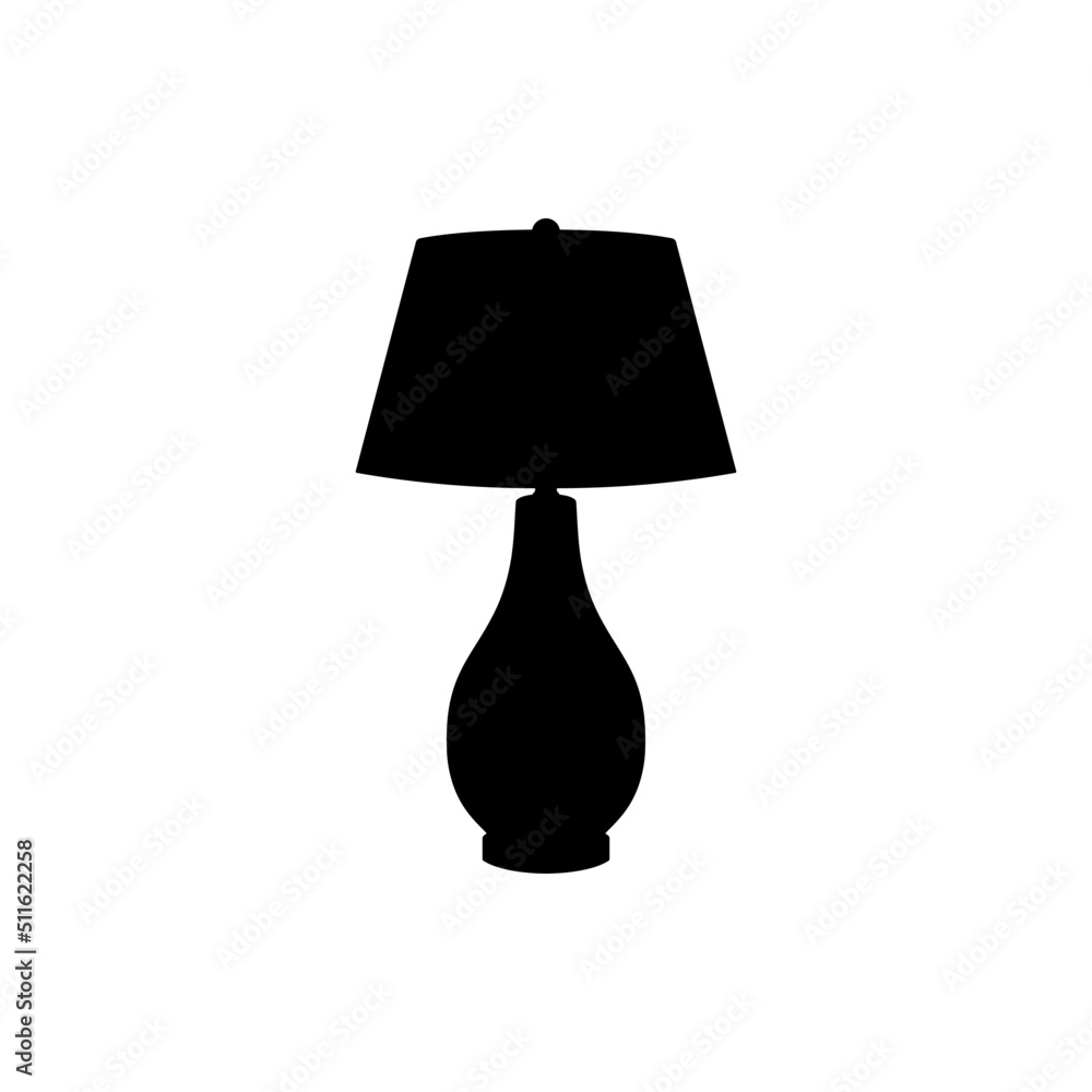 Obraz premium Table Lamp Silhouette Vector Image. Best Table Lamp Icon On White Background