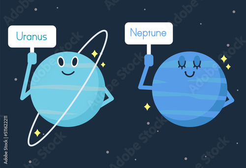 天王星と海王星をイメージしたイラスト