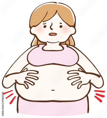 ダイエット　女性　ふくよか　イラスト