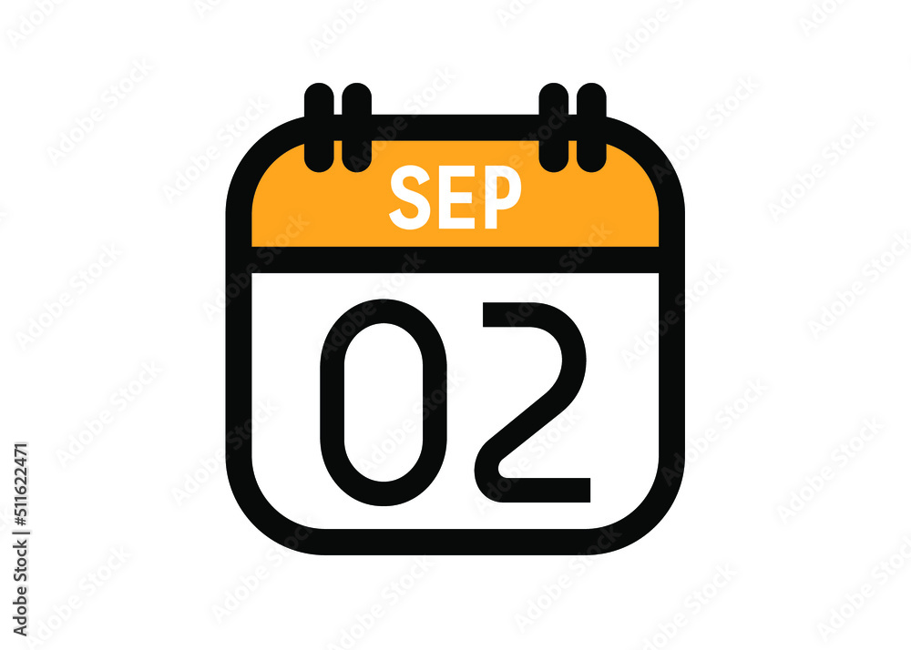 September 2. September calendar for deadline and appointment. Vector in Yellow. September 2. September calendar for deadline and appointment. Vector in Yellow.