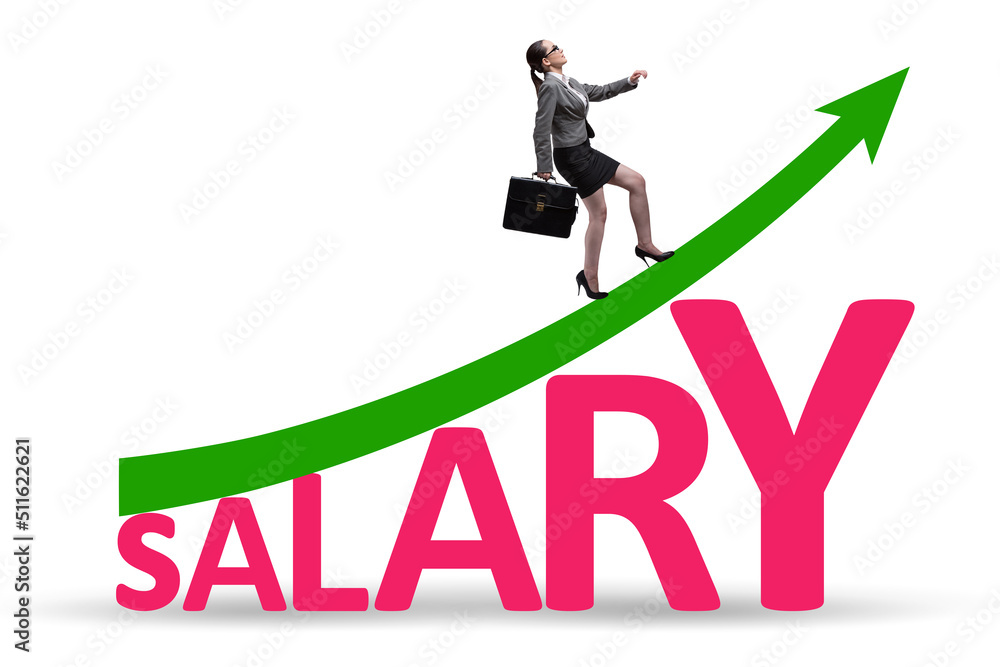 Fototapeta premium Salary increase concept with businesswoman