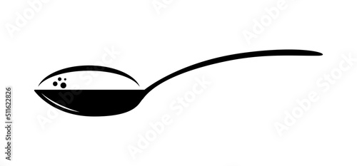 Spoon with content symbol. Spoon with sugar, salt, flour or other ingredient icon. Tea spoon