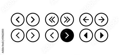 left and right button isolated vector. slider buttons arrow left right 