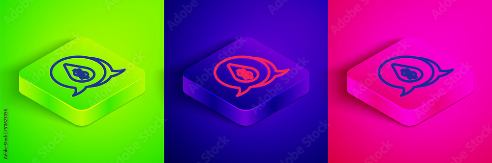 Isometric line Oil drop with dollar symbol icon isolated on green, blue and pink background. Oil price. Oil and petroleum industry. Square button. Vector Isometric line Oil drop with dollar symbol icon isolated on green, blue and pink background. Oil price. Oil and petroleum industry. Square button. Vector
