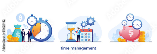 Business time management, deadline concept, planner, start up, calender flat vector illustration banner