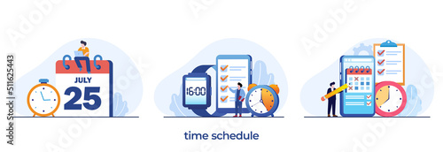 time schedule, time management, deadline concept, planner, start up, calender flat vector illustration banner