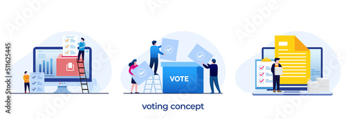 voting concept, online vote, election, polling, questionnaire, survey, flat illustration vector
